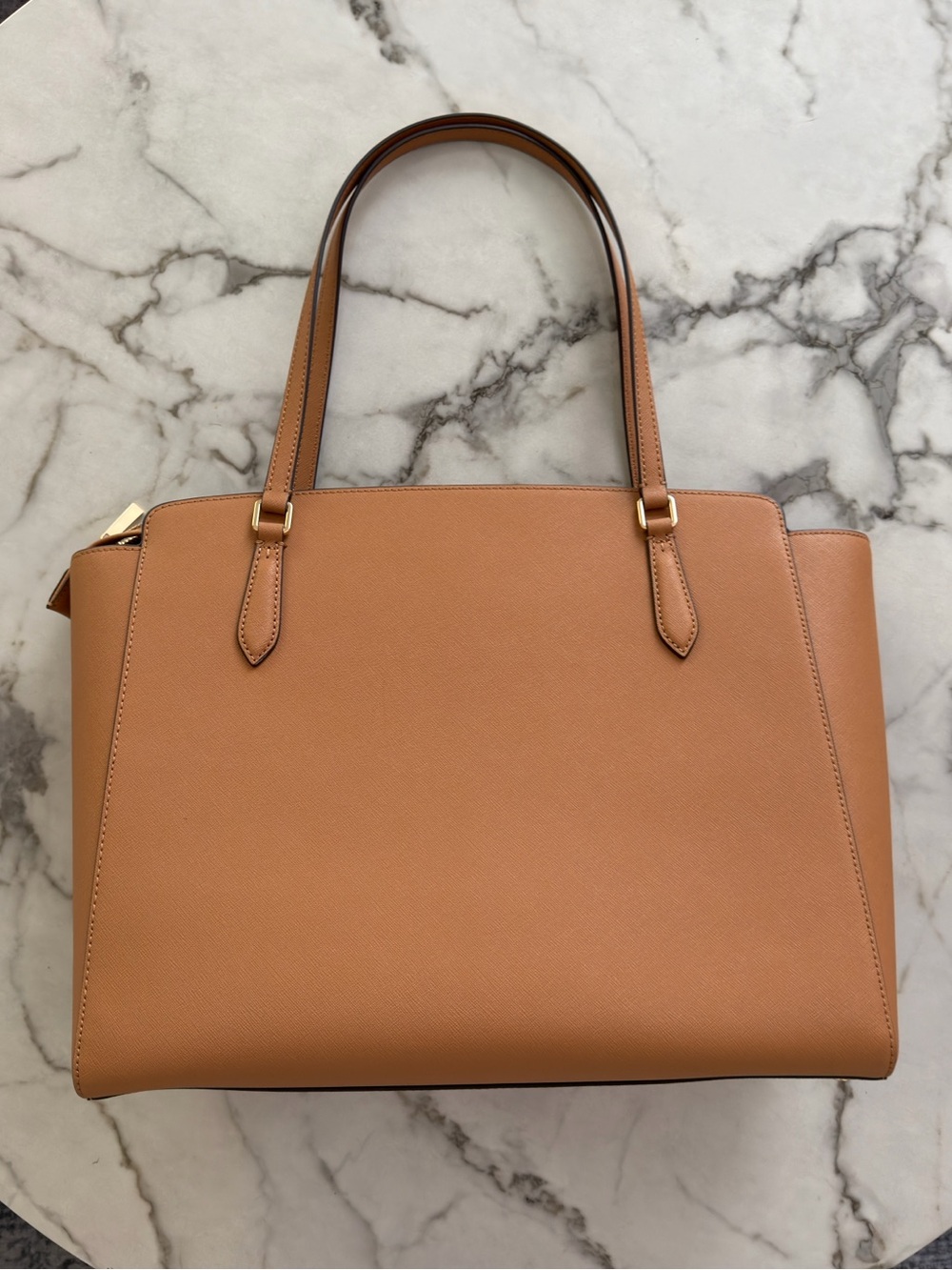 Tory Burch Large Saffiano Leather Tan Tote with laptop compartment - Picture 2 of 6